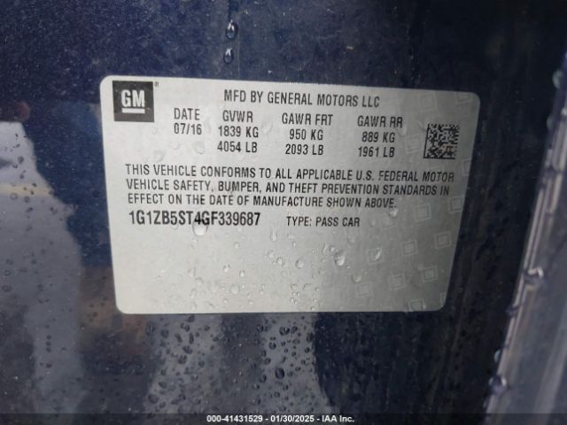 1G1ZB5ST4GF339687 Chevrolet MALIBU LS