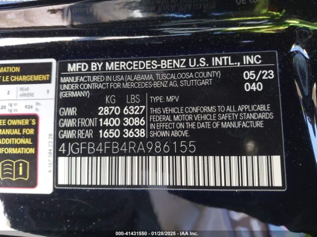 4JGFB4FB4RA986155 Mercedes-Benz Gle Gle 350