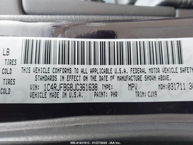 1C4RJFBG8JC361638 Jeep Grand Cherokee Limited 4x4