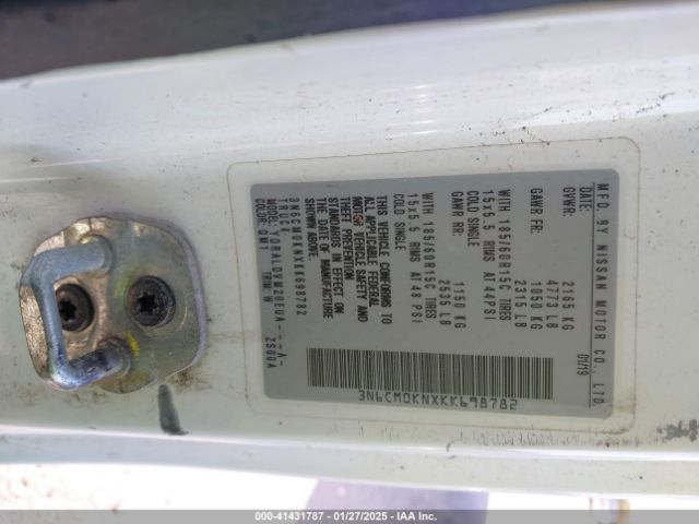 3N6CM0KNXKK698782 Nissan Nv200 S