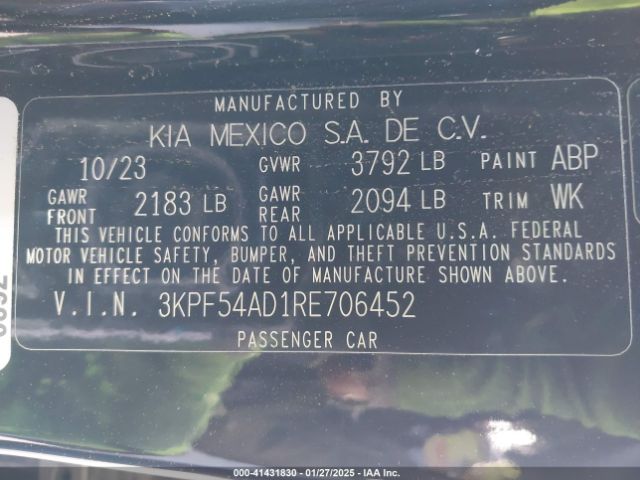 3KPF54AD1RE706452 KIA Forte Gt-line