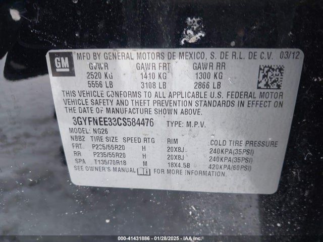 2012 CADILLAC SRX 3GYFNEE33CS584476 Photo 8