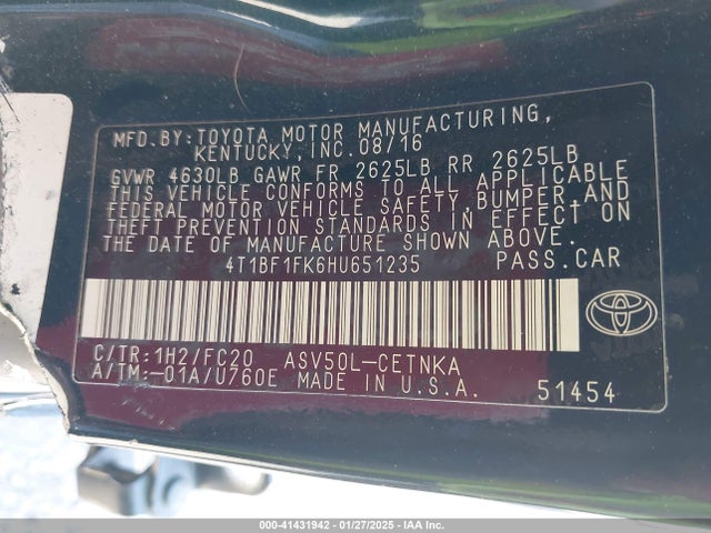 Toyota CAMRY LE 2017 4T1BF1FK6HU651235 Image 9