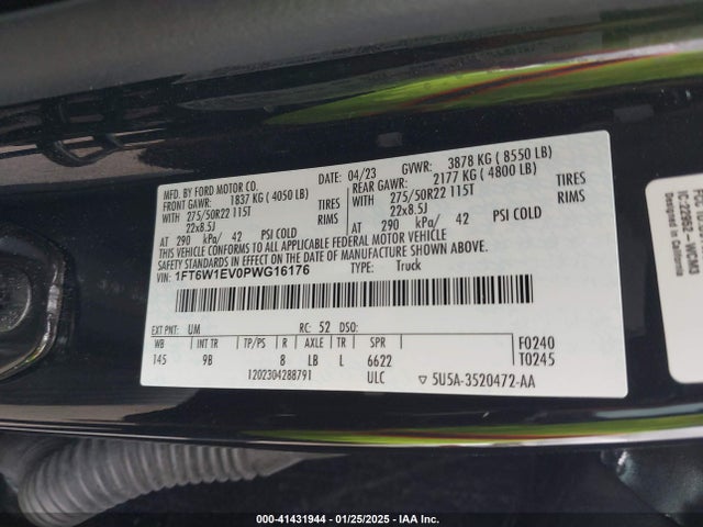 1FT6W1EV0PWG16176 Ford F-150 Lightning Platinum