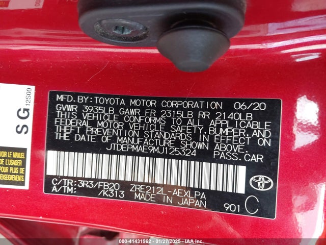 Toyota COROLLA LE 2021 JTDEPMAE9MJ125324 Image 9