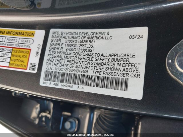 2024 HONDA ACCORD 1HGCY2F63RA049408 Photo 8