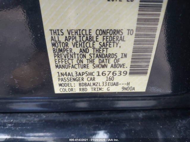 Nissan Altima 2.5 Sv 2017 1N4AL3AP5HC167639 Image 9