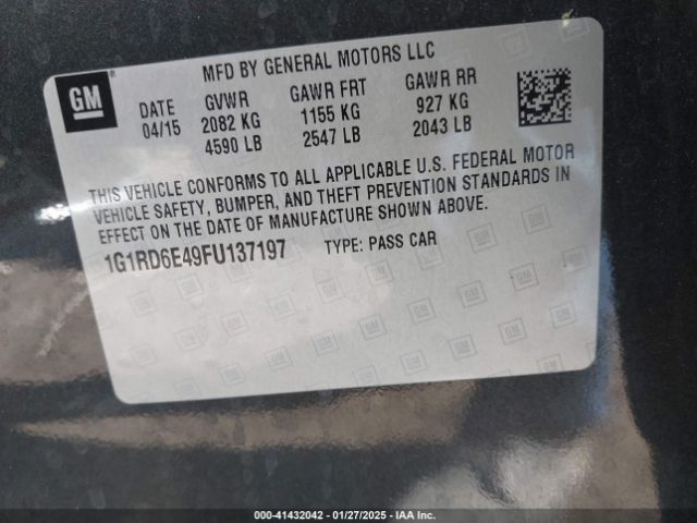 1G1RD6E49FU137197 Chevrolet Volt
