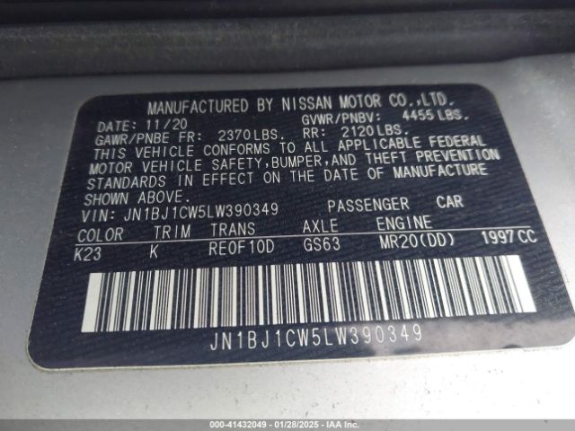 JN1BJ1CW5LW390349 Nissan Rogue Sport Sv Awd Xtronic Cvt