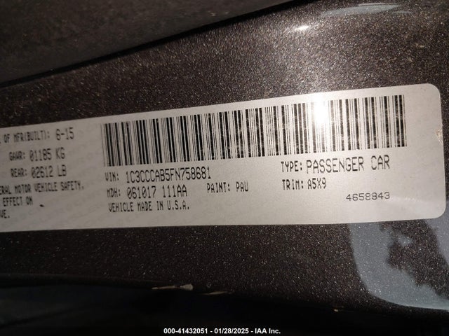 Chrysler 200 Limited 2015 1C3CCCAB5FN758681 Image 9
