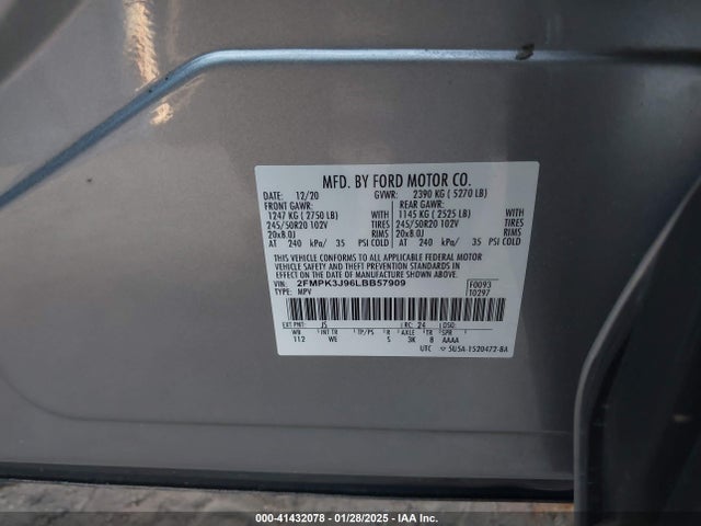 Ford Edge St Line 2020 2FMPK3J96LBB57909 Image 9