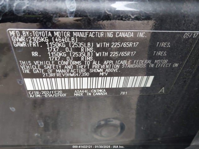 Toyota Rav4 Xle 2017 2T3RFREV9HW647390 Image 9