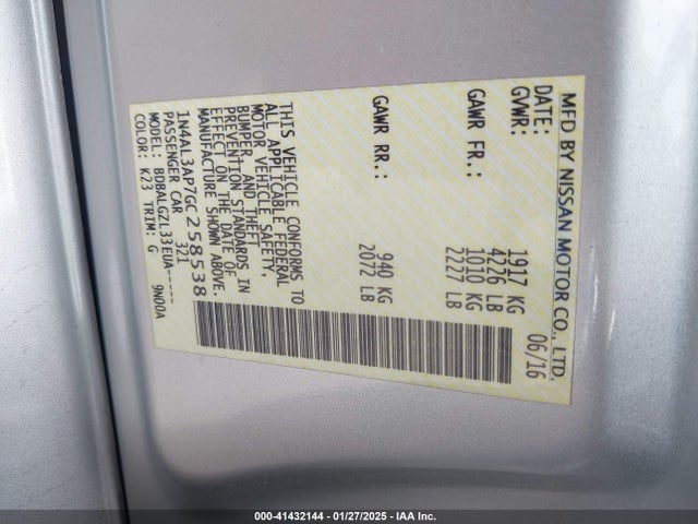 Nissan Altima 2.5 S 2016 1N4AL3AP7GC258538 Image 9