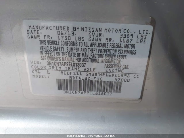 Nissan Versa 1.6 Sv 2014 3N1CN7AP2EL818037 Image 9
