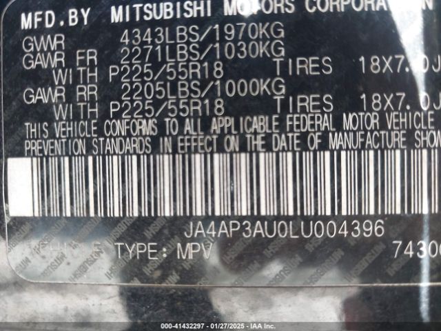JA4AP3AU0LU004396 Mitsubishi Outlander Sport 2.0 Es
