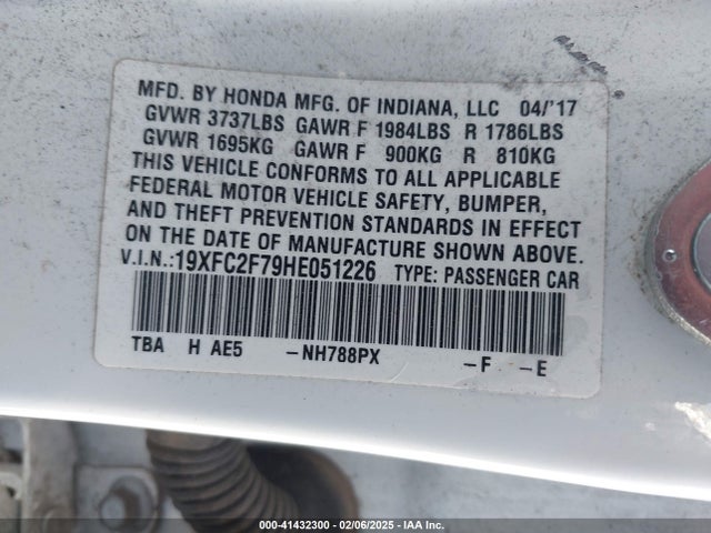 Honda CIVIC EX 2017 19XFC2F79HE051226 Image 9