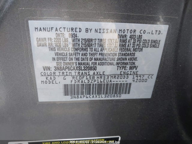 3N8AP6CAXSL320850 Nissan Kicks Sv Fwd