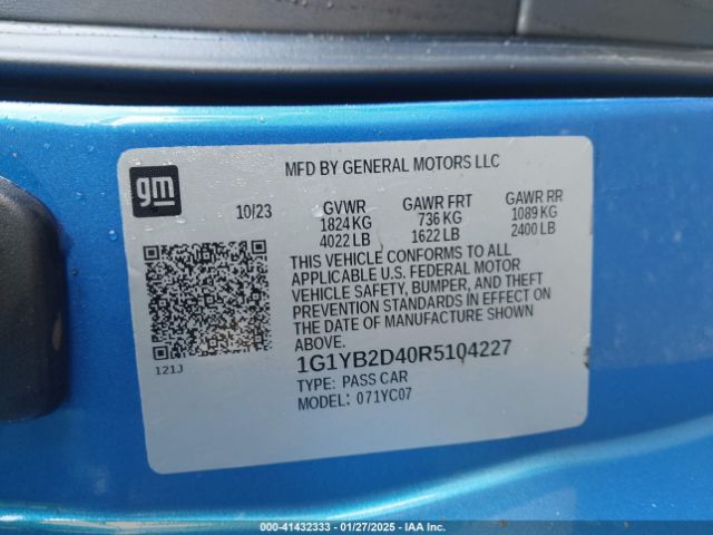 1G1YB2D40R5104227 Chevrolet Corvette Stingray Rwd  2lt