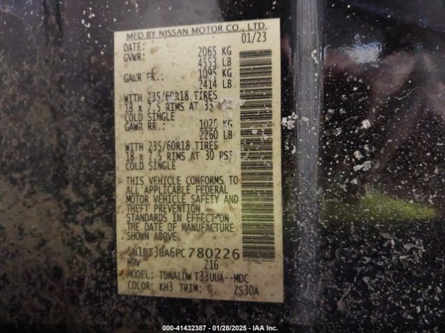5N1BT3BA6PC780226 Nissan Rogue Sv Fwd