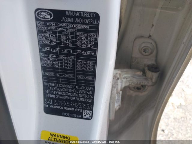 2024 LAND ROVER RANGE ROVER EVOQUE SALZJ2FX5RH253553 Photo 8