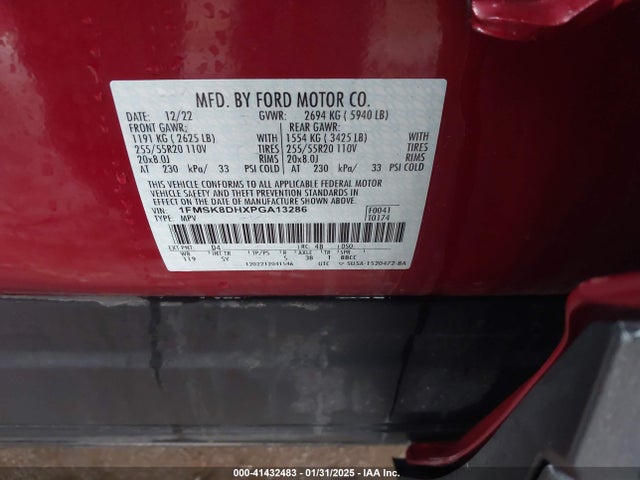 Ford EXPLORER XLT 2023 1FMSK8DHXPGA13286 Image 9