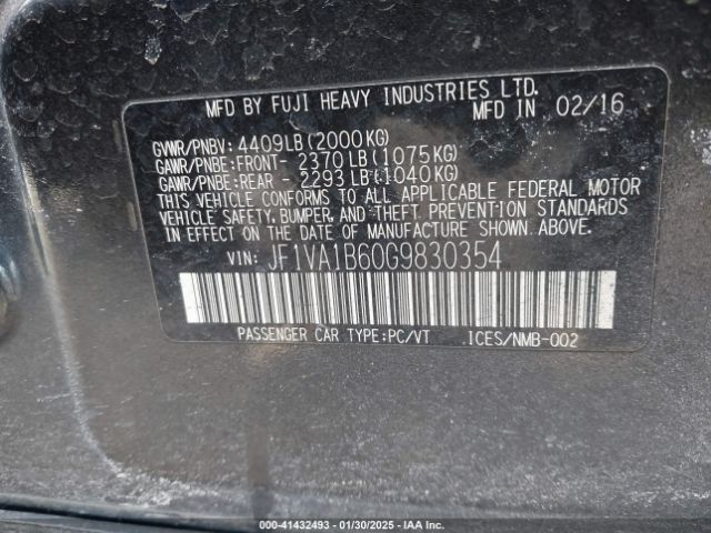 JF1VA1B60G9830354 Subaru WRX