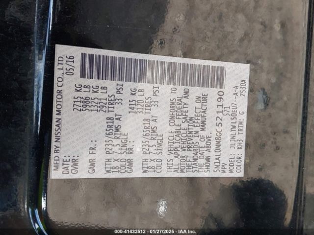 5N1AL0MM8GC521190 Infiniti QX60
