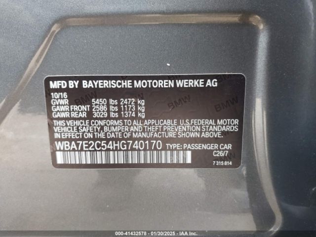 WBA7E2C54HG740170 BMW 740I