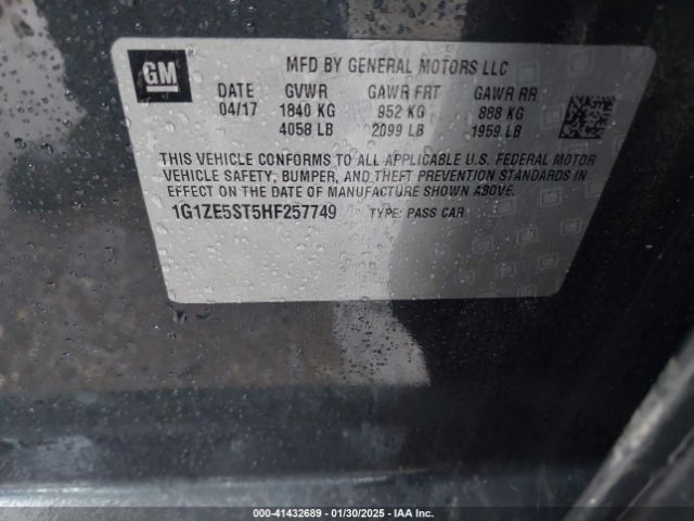 1G1ZE5ST5HF257749 Chevrolet MALIBU 1LT