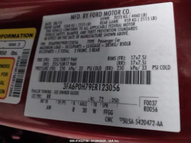 3FA6P0H79ER123056 Ford FUSION SE