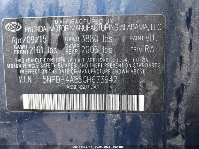 Hyundai ELANTRA SE 2016 5NPDH4AE5GH673942 Image 9