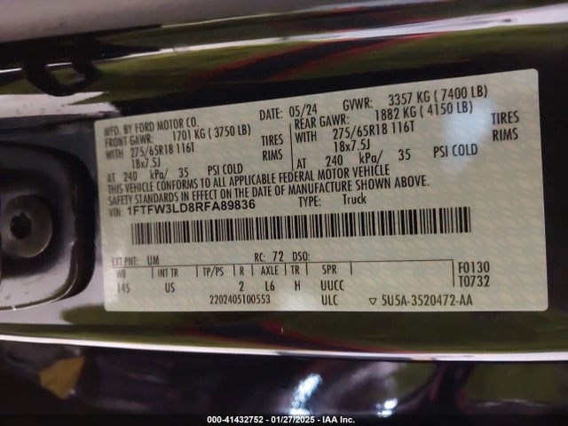 Ford F-150 Xlt 2024 1FTFW3LD8RFA89836 Image 9