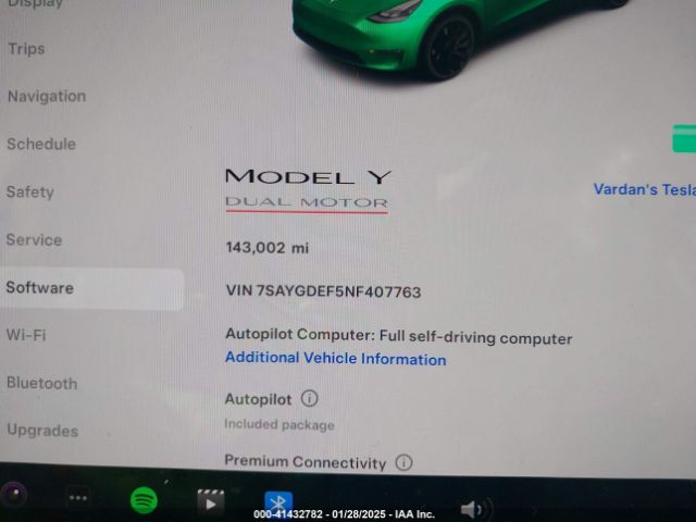 7SAYGDEF5NF407763 Tesla Model Y Performance Dual Motor All-wheel Drive