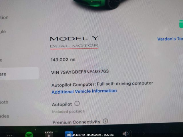 7SAYGDEF5NF407763 Tesla Model Y Performance Dual Motor All-wheel Drive