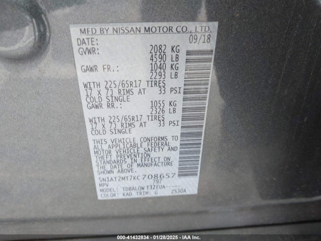 Nissan ROGUE SV 2019 5N1AT2MT7KC708657 Image 9