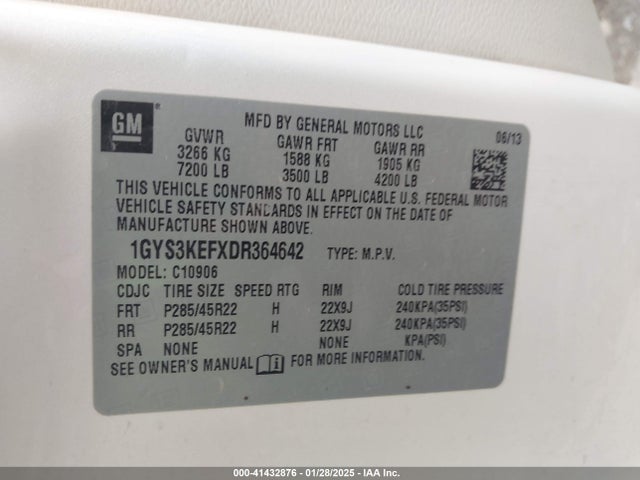2013 CADILLAC ESCALADE ESV 1GYS3KEFXDR364642 Photo 8