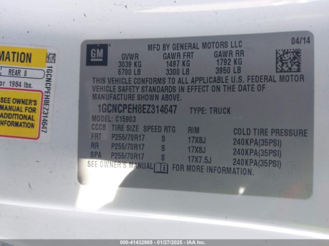1GCNCPEH8EZ314647 Chevrolet Silverado 1500 Work Truck 1wt