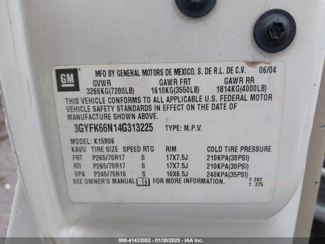 2004 CADILLAC ESCALADE ESV 3GYFK66N14G313225 Photo 8