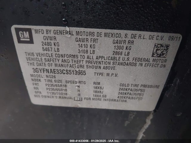 2012 CADILLAC SRX 3GYFNAE33CS513965 Photo 8