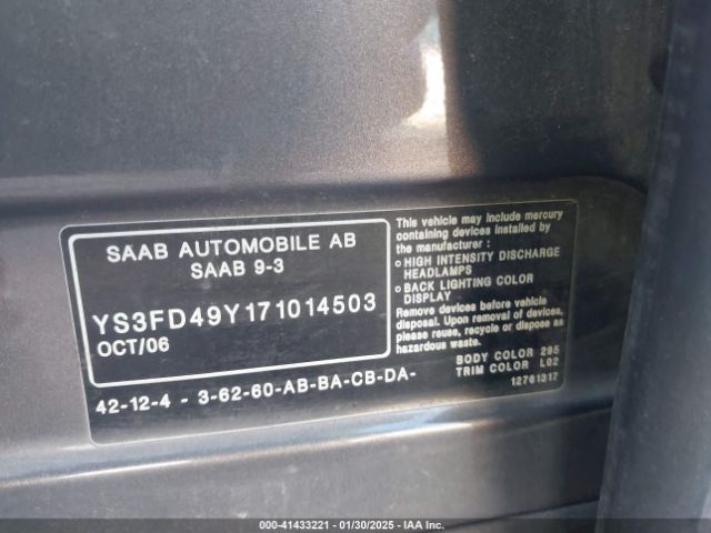 2007 SAAB 9-3 YS3FD49Y171014503 Photo 8