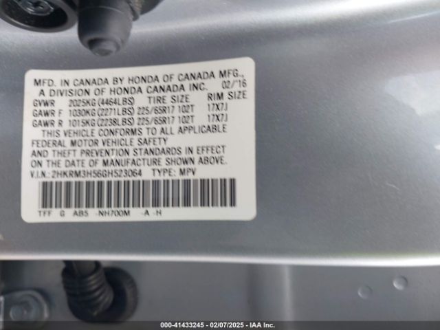 2HKRM3H56GH523064 Honda CR-V EX