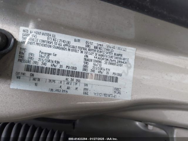 1FADP3K29HL289439 Ford FOCUS SE