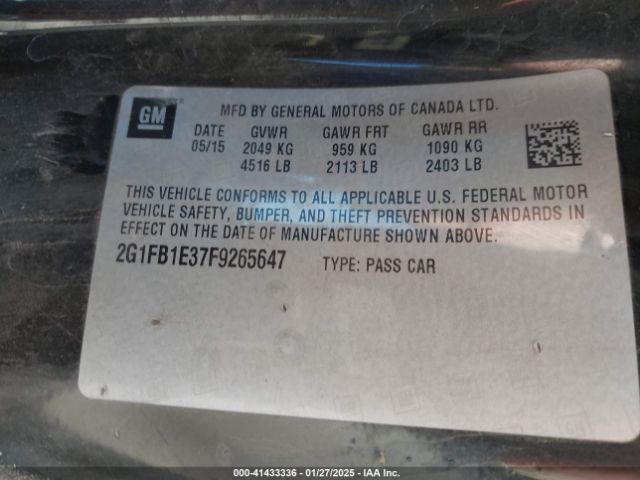 2G1FB1E37F9265647 Chevrolet Camaro 2ls