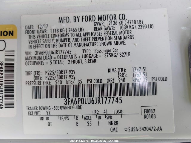 Ford Fusion Hybrid Se 2018 3FA6P0LU6JR177745 Image 9