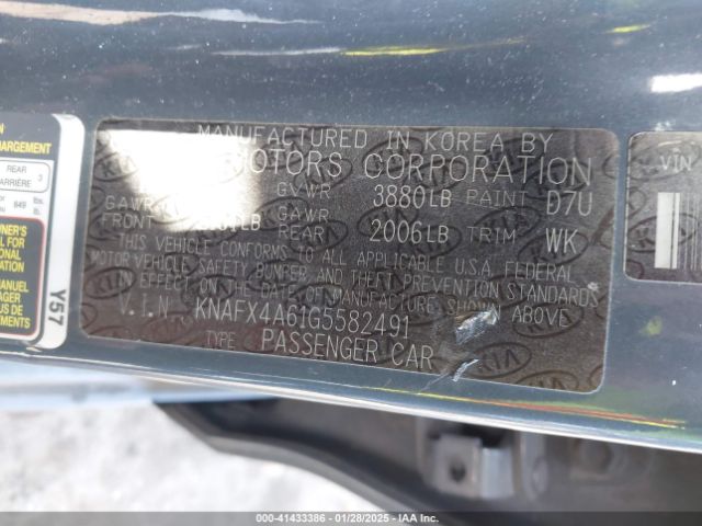 KNAFX4A61G5582491 KIA FORTE LX
