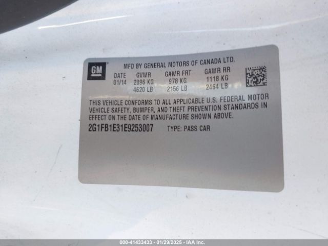 2G1FB1E31E9253007 Chevrolet Camaro 1lt