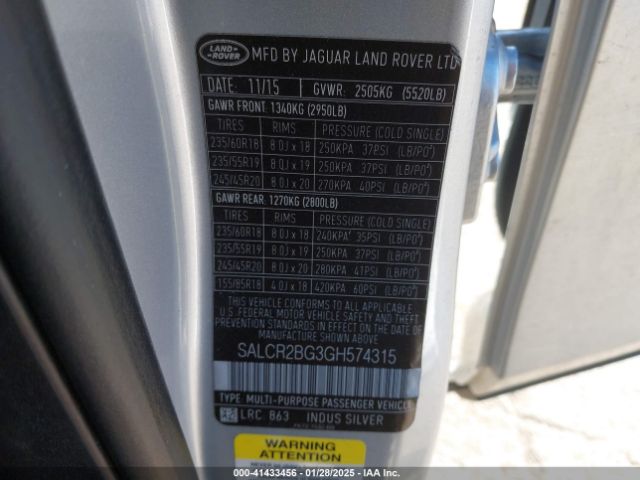 SALCR2BG3GH574315 Land Rover Discovery Sport Hse