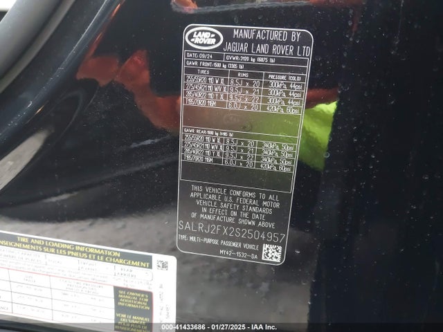 SALRJ2FX2S2504957 Land Rover Discovery P300 S