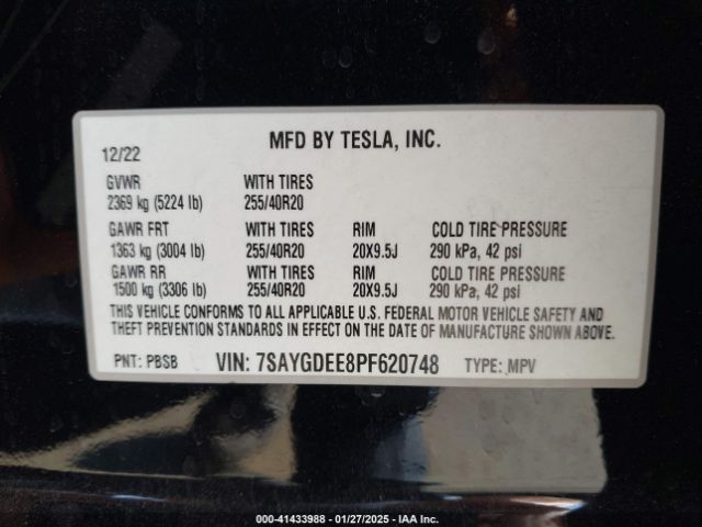 7SAYGDEE8PF620748 Tesla 2023