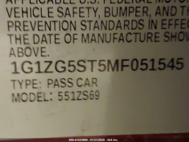 2021 CHEVROLET MALIBU 1G1ZG5ST5MF051545 Photo 8